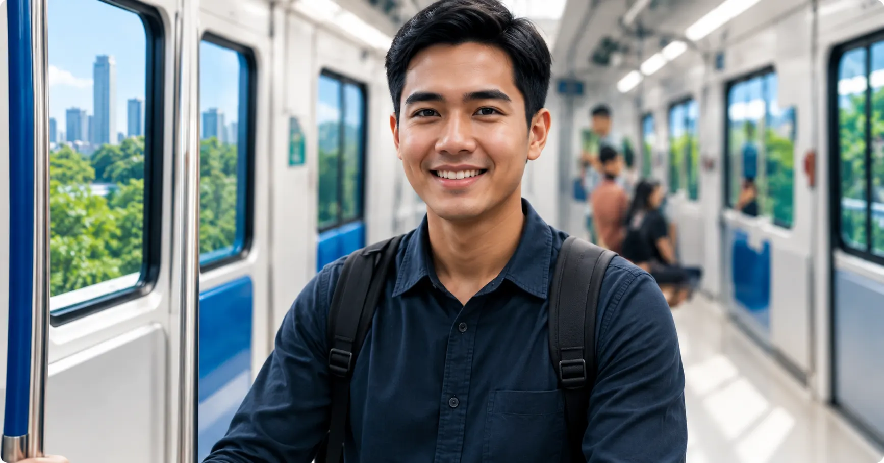 Young Malaysian using public transport