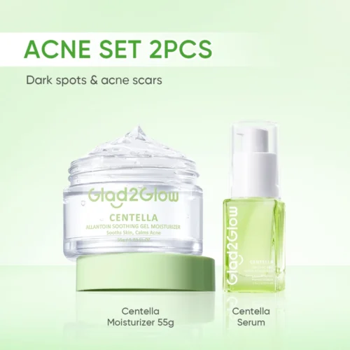 Glad2Glow Acne Treament Centella Salicylic Acid Power Clear Barrier Anti Acne Moisturizer Cream Facial Serum Cleanser