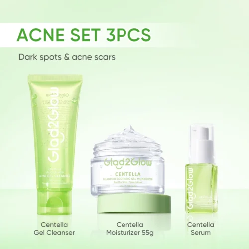 Glad2Glow Acne Treament Centella Salicylic Acid Power Clear Barrier Anti Acne Moisturizer Cream Facial Serum Cleanser
