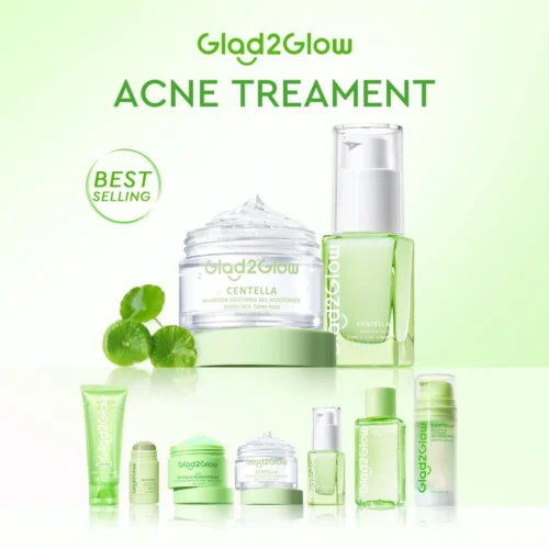 Glad2Glow Acne Treament Centella Salicylic Acid Power Clear Barrier Anti Acne Moisturizer Cream Facial Serum Cleanser