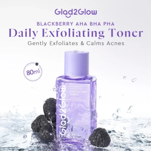 Glad2Glow Blackberry Aha Bha Pha Daily Glycolic Acid Exfoliating Toner Skincare Glowing Brightening Toner Essence 80ml