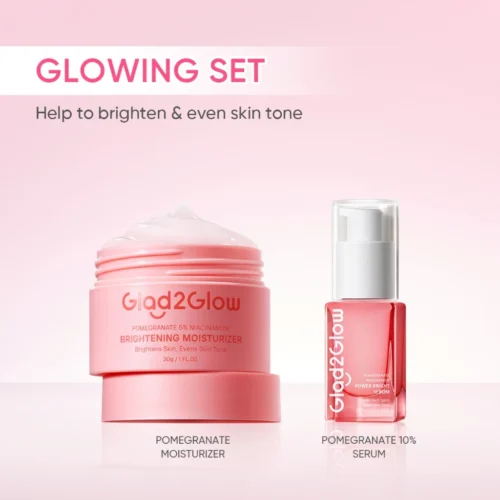 Glad2Glow 2In1 Basic Skincare Set Brightening Glowing/Repair/Acne/Retinol/377 Moisturizer&Serum Travel Kit Skincare Set