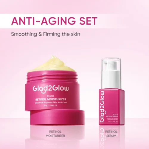 Glad2Glow 2In1 Basic Skincare Set Brightening Glowing/Repair/Acne/Retinol/377 Moisturizer&Serum Travel Kit Skincare Set