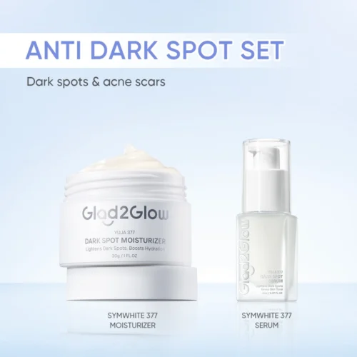 Glad2Glow 2In1 Basic Skincare Set Brightening Glowing/Repair/Acne/Retinol/377 Moisturizer&Serum Travel Kit Skincare Set