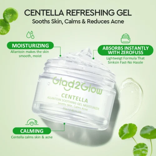 Glad2Glow Centella Allantoin Soothing Moisturizer Gel Repair Skin Barrier Oil-Control Hydrating Cream (55g/30g)