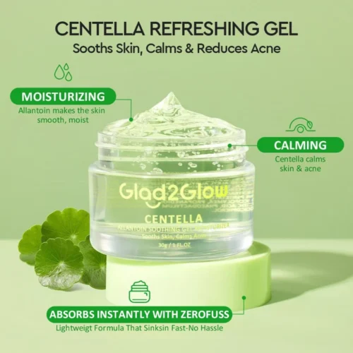 Glad2Glow Centella Allantoin Soothing Moisturizer Gel Repair Skin Barrier Oil-Control Hydrating Cream (55g/30g)