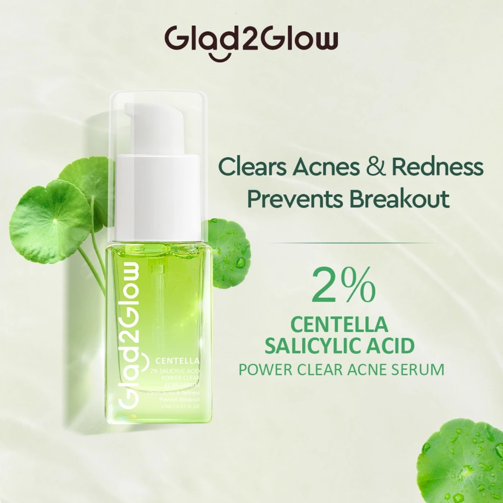 Glad2Glow Centella Salicylic Acid Power Clear Acne Serum 17ml Acne Treatment Medication Prevent the Growth of Jerawat