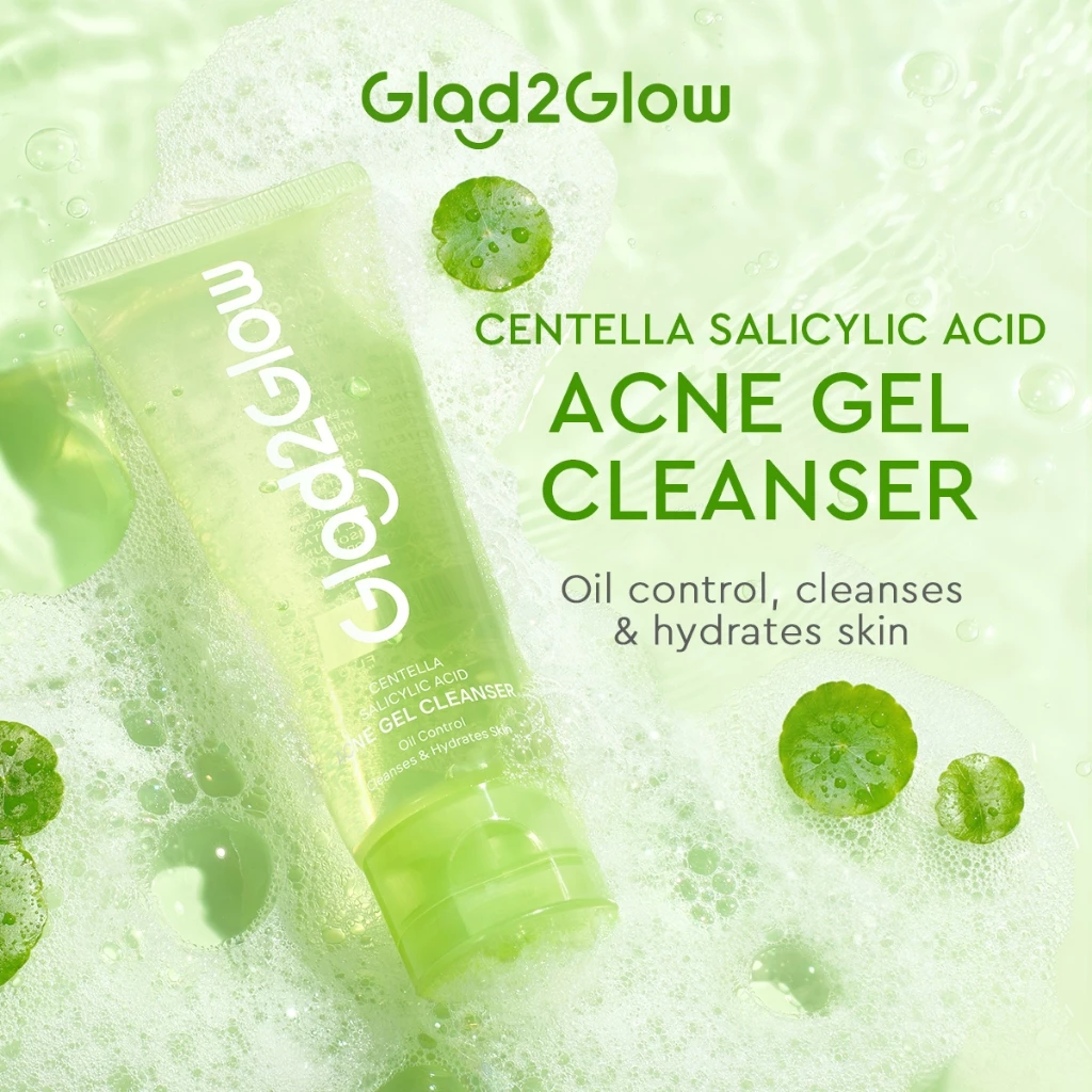 Glad2Glow Centella Salicylic Acid Acne Gel Cleanser 70ml facial cleanser Acne face wash cleansing oil Pencuci Muka
