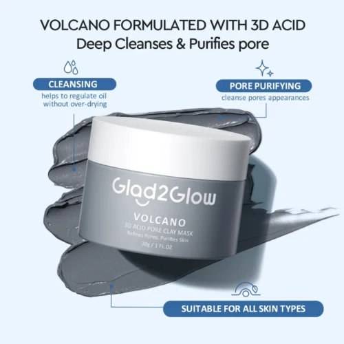 【BUY 1 FREE 1 】Glad2Glow Pomegranate Niacinamide Brightening Clay Mask+ Volcano Clay Mask Masker Wajah Face Cleansing