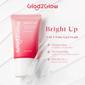 Glad2Glow Lychee Vitamin Water Cream30g Bright Up Facial Moisturizer Tone Up Sunscreen Whitening素顏霜lazycream