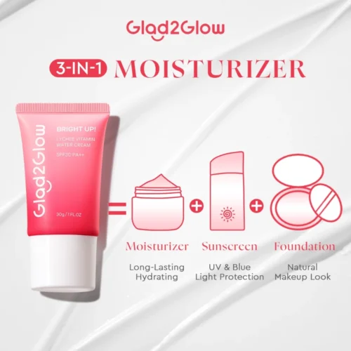 Glad2Glow Lychee Vitamin Water Cream30g Bright Up Facial Moisturizer Tone Up Sunscreen Whitening素顏霜lazycream