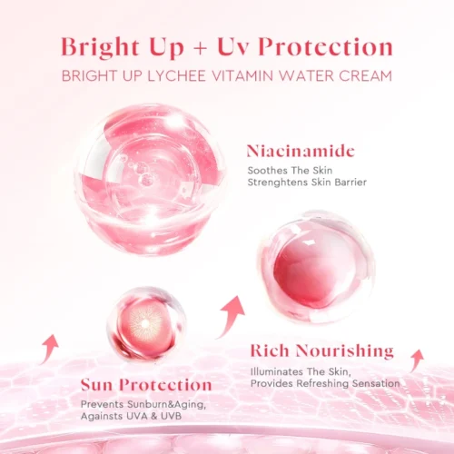 Glad2Glow Lychee Vitamin Water Cream30g Bright Up Facial Moisturizer Tone Up Sunscreen Whitening素顏霜lazycream