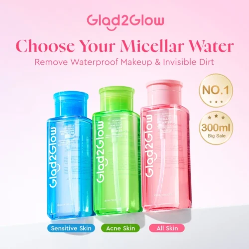 Glad2Glow Micellar Water Makeup Remover Cleansing oil Glowing Boosting/Acne/Sensitive Care Skin Cleanser Face