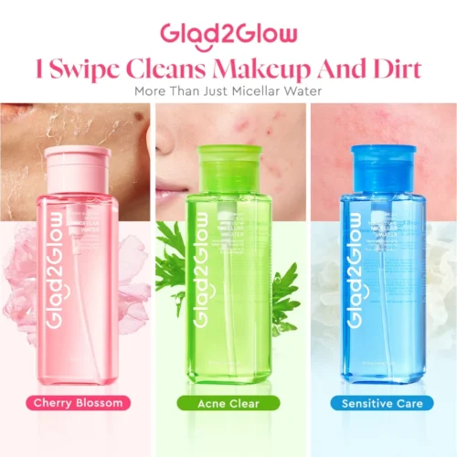 Glad2Glow Micellar Water Makeup Remover Cleansing oil Glowing Boosting/Acne/Sensitive Care Skin Cleanser Face