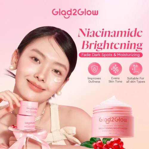 Glad2Glow Pmomegranate Niacinamide Brightening Moisturizer Whitening Glowing Gel Moisture Day Night Face Cream(30g)
