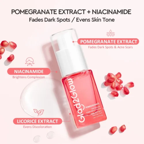 Glad2Glow Pomegranate Niacinamide Power Whitening muka glowing Wajah Brightening Serum 17ml Evens skin Tone skincare
