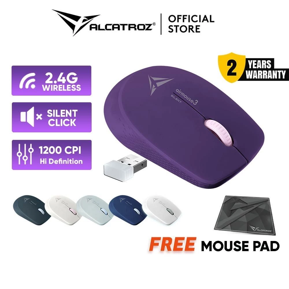 Alcatroz AirMouse 3 Silent 1200 CPI USB Wireless 2.4G Mouse | Free MouseMat