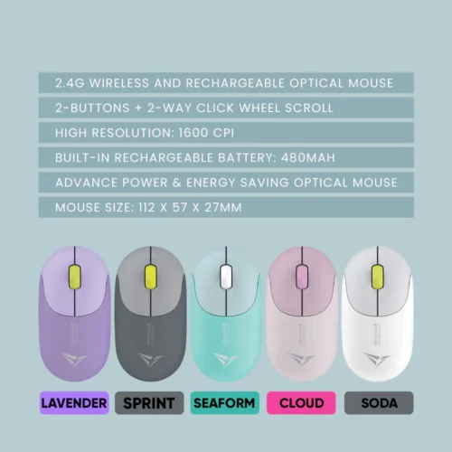 Alcatroz Airmouse L6 Rechargeable Wireless 2.4G Silent Mouse | 1600 CPI | Free MouseMat