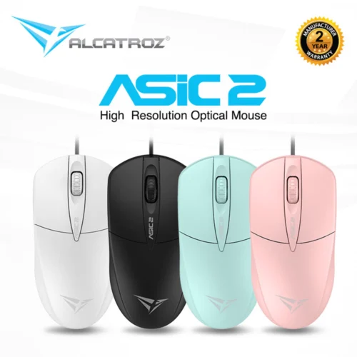 Alcatroz Asic 2 Wired USB Mouse 1600 CPI | Ergonomic Design with High Resolution Optical Mouse | Free MouseMat