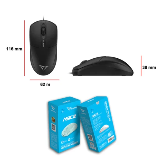 Alcatroz Asic 2 Wired USB Mouse 1600 CPI | Ergonomic Design with High Resolution Optical Mouse | Free MouseMat