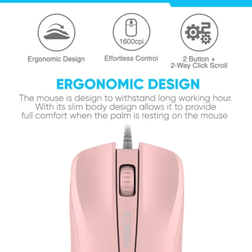 Alcatroz Asic 3 Wired USB Mouse 1600 CPI | Ergonomic Design with High Resolution Optical Mouse | Free MouseMat