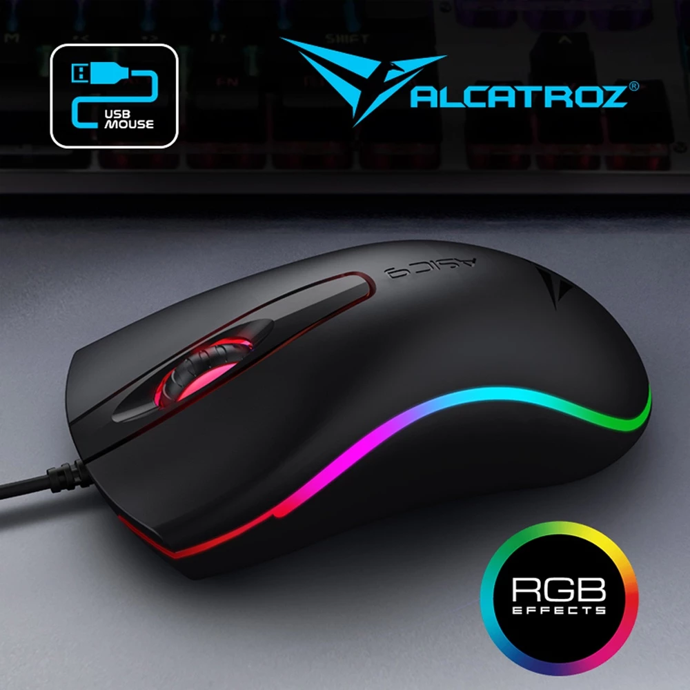 Alcatroz Asic 9 RGB Hi-Definition USB Wired Mouse | Free MouseMat