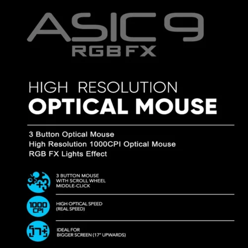 Alcatroz Asic 9 RGB Hi-Definition USB Wired Mouse | Free MouseMat