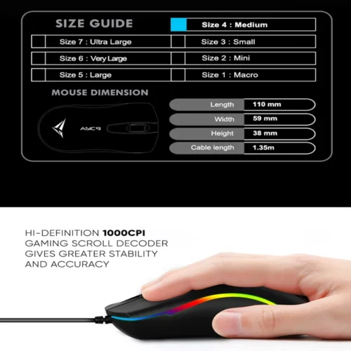 Alcatroz Asic 9 RGB Hi-Definition USB Wired Mouse | Free MouseMat