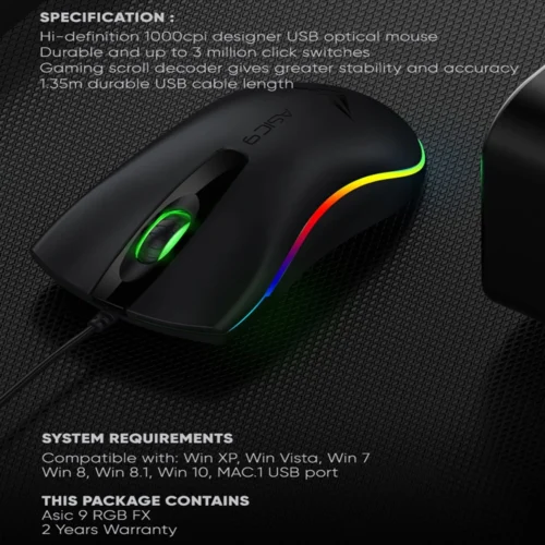 Alcatroz Asic 9 RGB Hi-Definition USB Wired Mouse | Free MouseMat