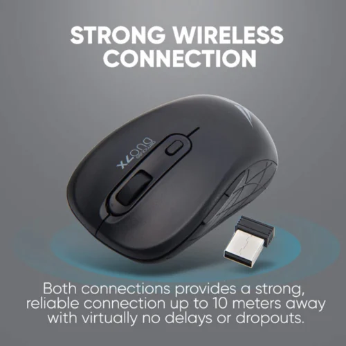 Alcatroz AirMouse Duo 7X Silent Click Wireless Mouse | 2.4G Wireless | Bluetooth 5.0 | 1600 CPI | Free Mouse Mat