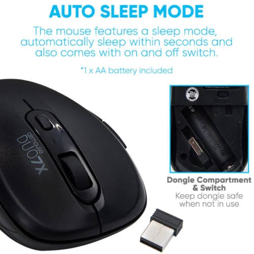 Alcatroz AirMouse Duo 7X Silent Click Wireless Mouse | 2.4G Wireless | Bluetooth 5.0 | 1600 CPI | Free Mouse Mat