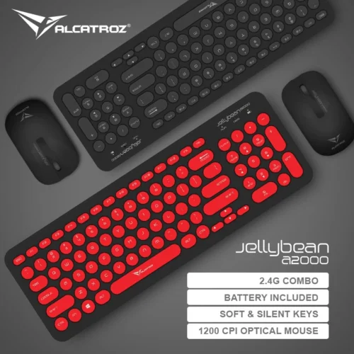 Alcatroz Jelly Bean A2000 Wireless Keyboard and Silent Mouse | Wireless 2.4G | Free Mouse Mat + Battery