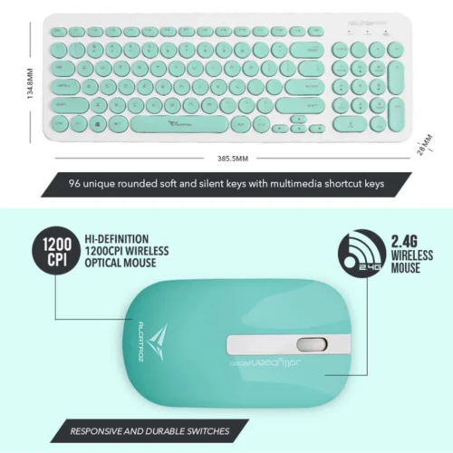 Alcatroz Jelly Bean A2000 Wireless Keyboard and Silent Mouse | Wireless 2.4G | Free Mouse Mat + Battery