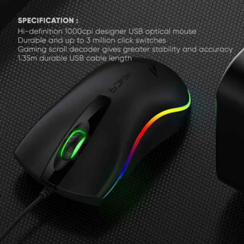 Alcatroz Jelly Bean U200 Keyboard and Asic 9 RGB USB Mouse 1000 CPI [Free Mouse Pad]