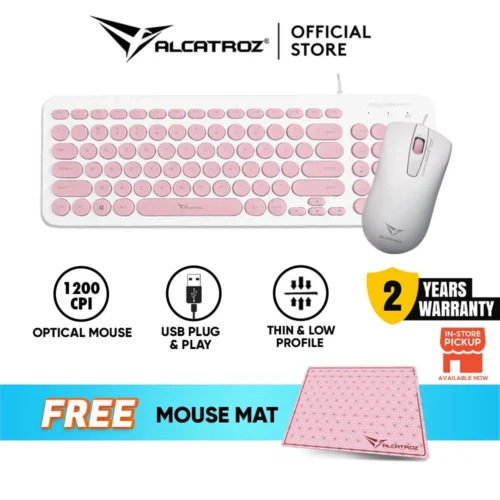 Alcatroz Jelly Bean U2000 USB Wired Keyboard and Mouse Combo | Free Mouse Mat | 1 Year Warranty