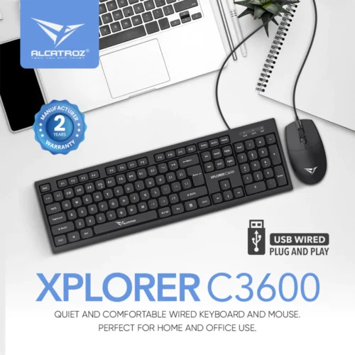 Alcatroz Jelly Bean U2000 USB Wired Keyboard and Mouse Combo | Free Mouse Mat | 1 Year Warranty
