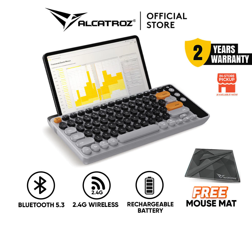 Alcatroz JellyBean AirDock 2 Bluetooth Wireless Rechargeable Keyboard with 12" Tablet Stand