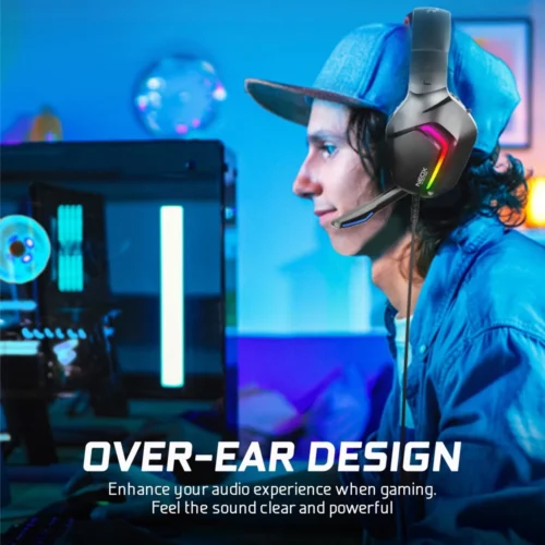 Alcatroz Neox HP500 RGB Wired Gaming Headphone with Foldable Microphone | 50MM Huge Driver | RGB LED