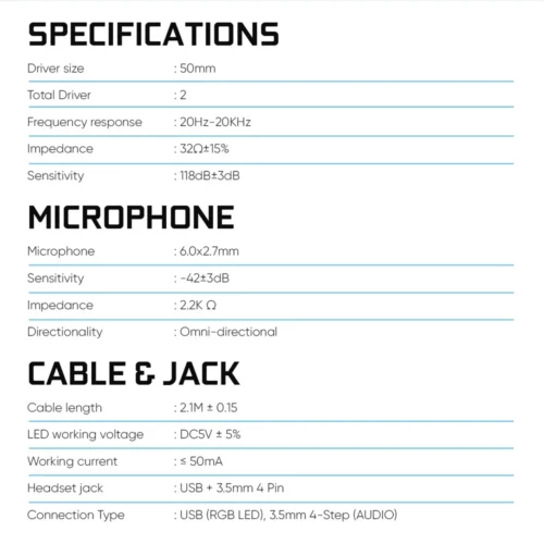 Alcatroz Neox HP500 RGB Wired Gaming Headphone with Foldable Microphone | 50MM Huge Driver | RGB LED