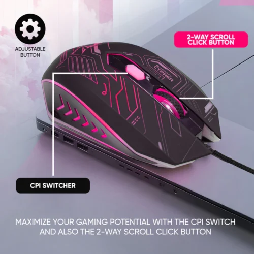 Alcatroz X Craft 2400 CPI High Definition Gaming Mouse 7 Colour Light Effect with 4 Button