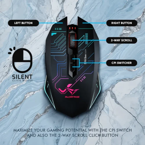 Alcatroz X-Craft Air Ultra Silent Wireless Gaming Mouse | 3200 CPI | Pulsating Effects