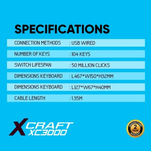 Alcatroz XC3000 Spill Proof Gaming Keyboard with 9 Backlight Effect and Gaming Mouse | Free MouseMat