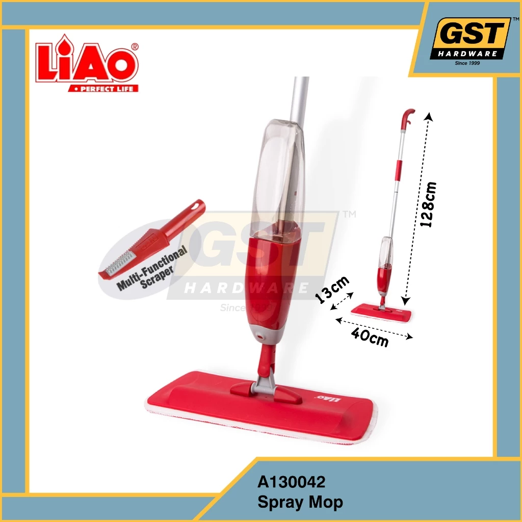 Liao 2 in 1 Microfiber Spray Mop with Brush A130042 Mop Lantai Spray Microfiber Mop Flat Mop Brooms Mops Sweepers 拖把