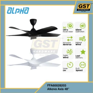 Alpha 48" Alkova Axis 5 Blade Ceiling Fan With 8 Speed Remote Control DC Motor