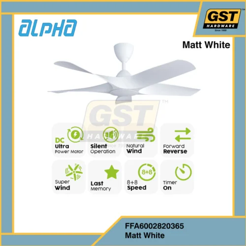 Alpha 48" Alkova Axis 5 Blade Ceiling Fan With 8 Speed Remote Control DC Motor