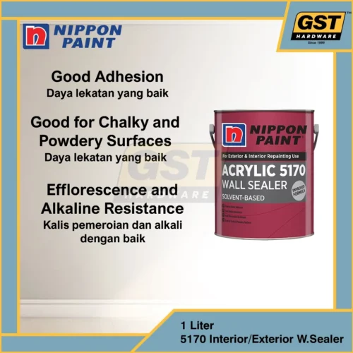 5L Nippon Paint 5170 Acrylic Sealer Paint For Interior And Exterior Wall Sealer 底漆