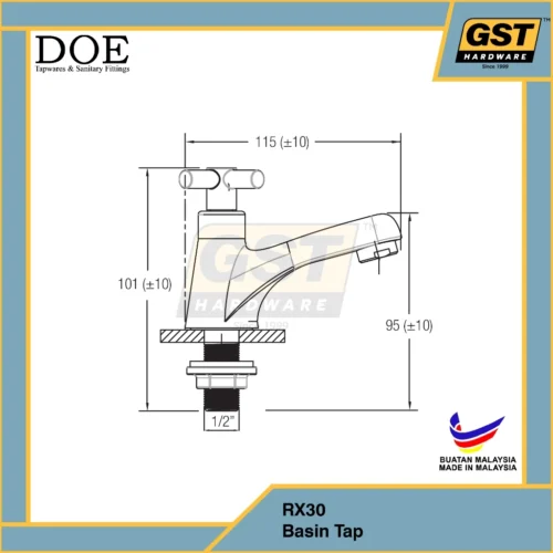 DOE RX30 Cross Handle Bathroom Basin Tap