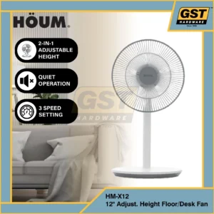 Houm X12 2in1 12"Adjustable Height Floor / Desk Fan DC Motor