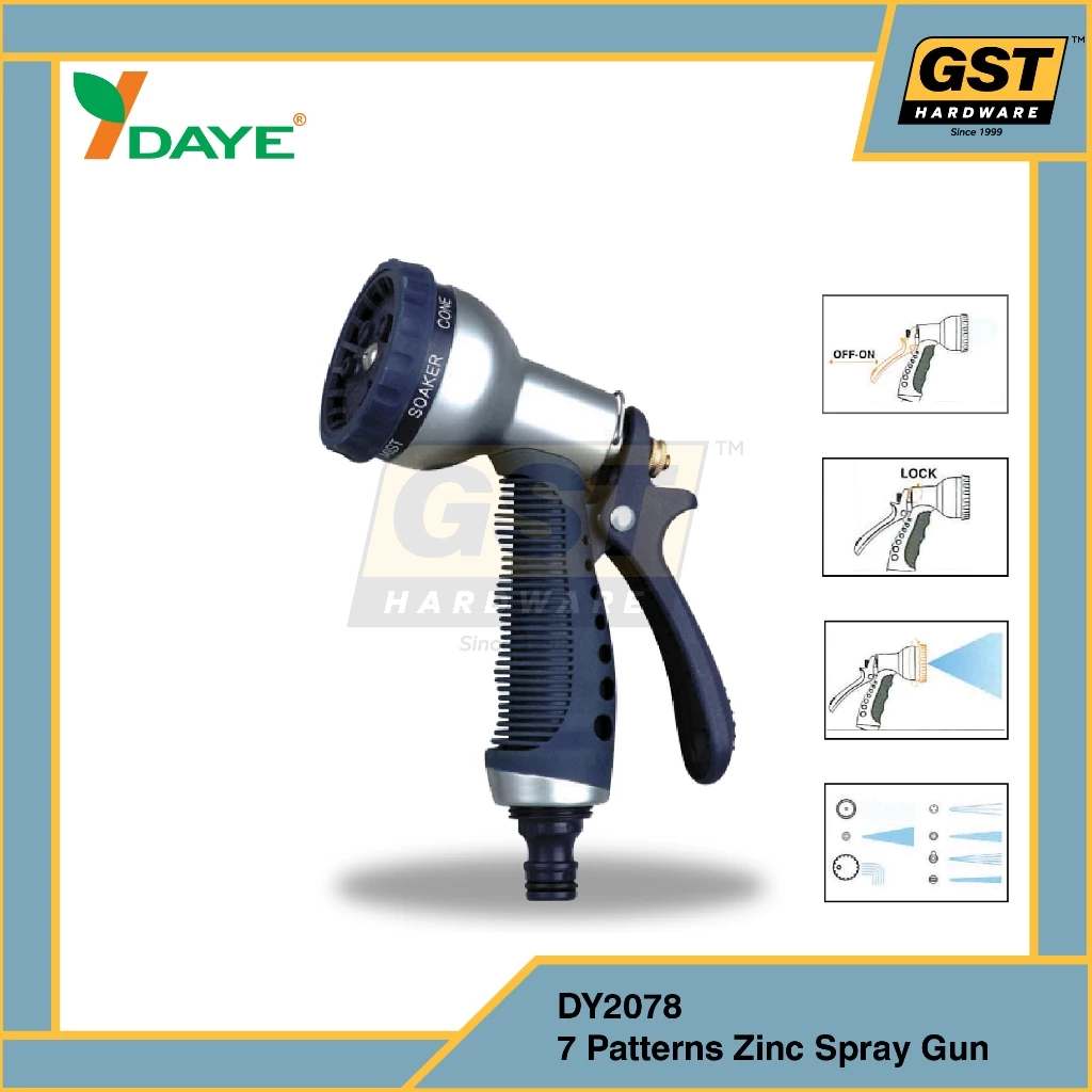 Daye DY2078A High Quality 7 Pattern Zinc Spray Gun | Wash Gun | Water Spray