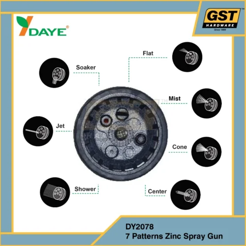 Daye DY2078A High Quality 7 Pattern Zinc Spray Gun | Wash Gun | Water Spray